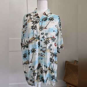 Batck Bay Tropical Palm Tree Button-Up Mens  Xxl Short Sleeve Shirt